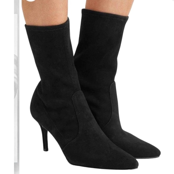 STUART WEITZMAN Linsi 75 Suede Sock Heeled Boots